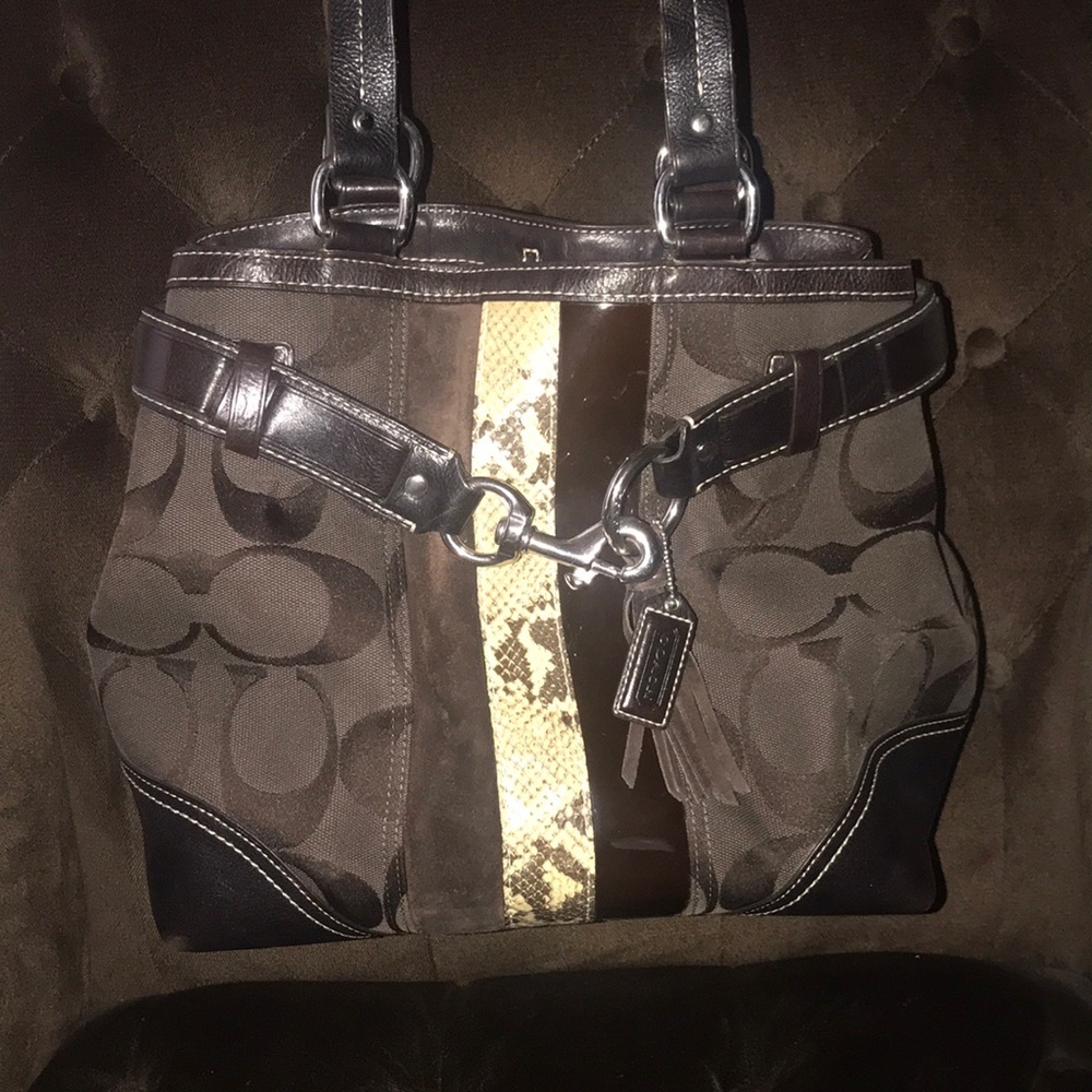 Coach Suede Leather Python Purse - image 1